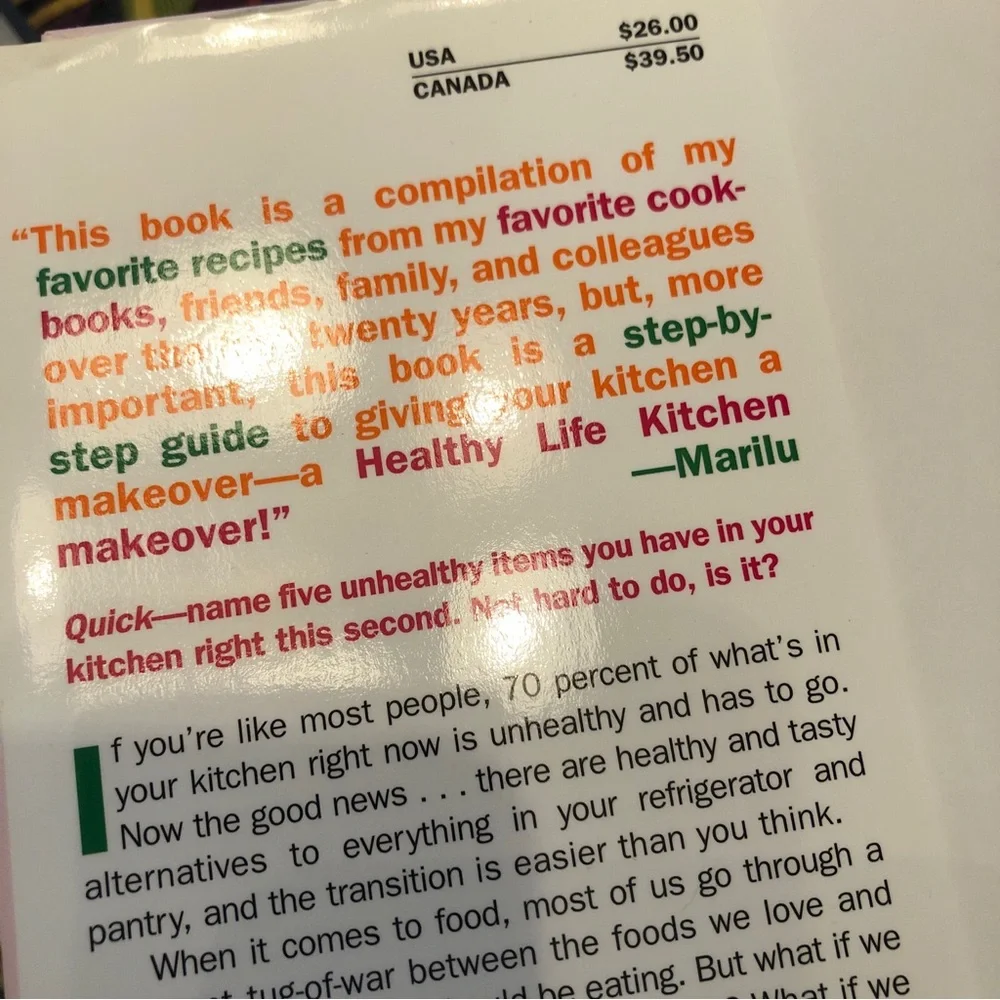 Healthy Life Kitchen -recipes- by Lorin Henner and Marilu Henner 2000, Hardcover